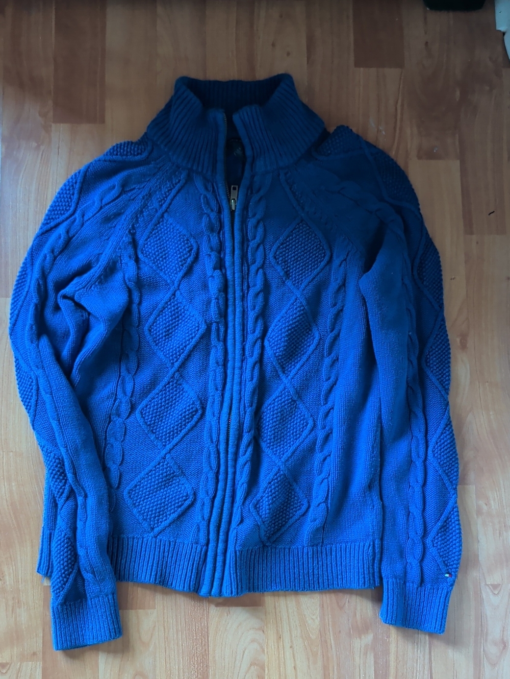 Tommy Hilfiger Women's Blue Cable-Knit Zip Cardigan